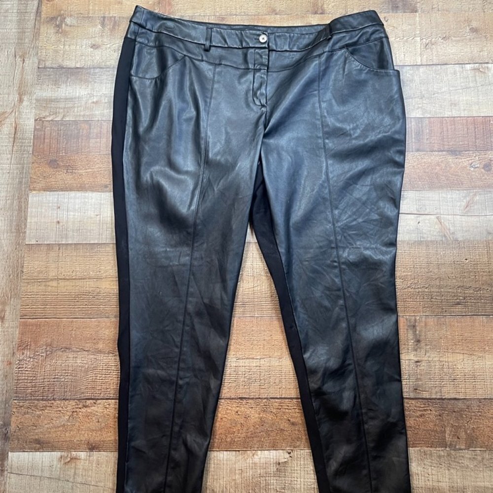 Ashley Stewart Black Faux Front Leather Pants size 26/28